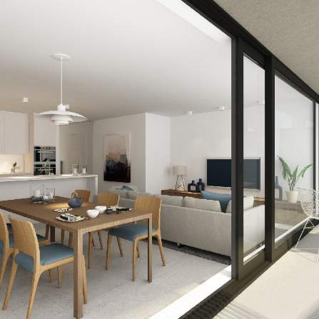 3d impressie leefruimte typeappartement